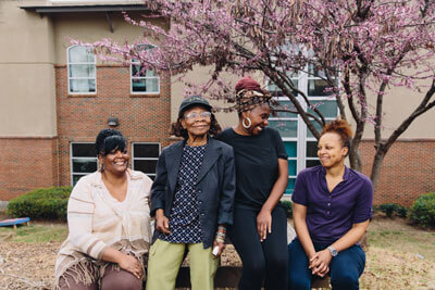Women gathered outside at Atlanta Mission