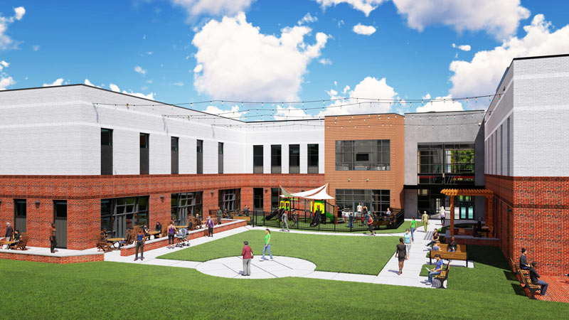 rendering of Restoration House courtyard