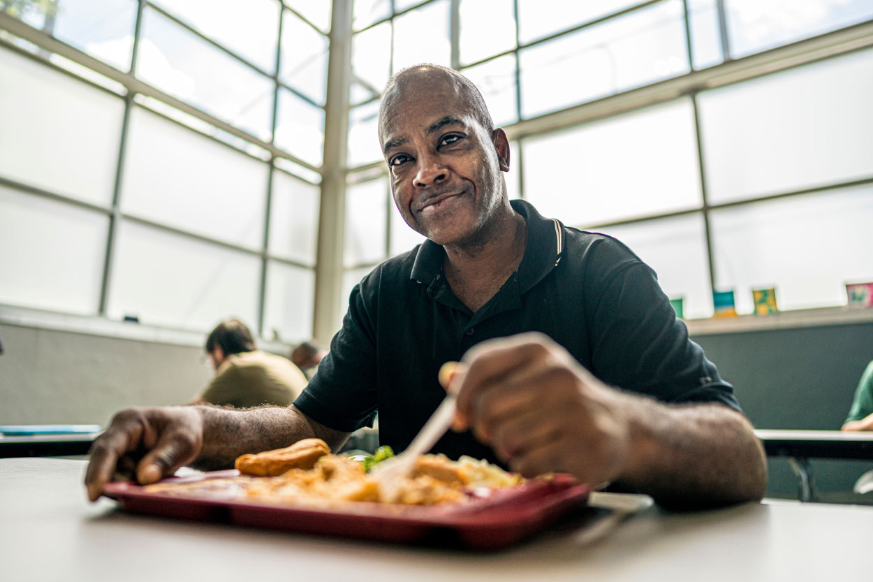 Man eating at TSI
