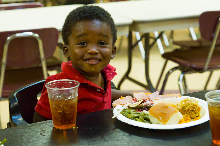 child eating holiday meal