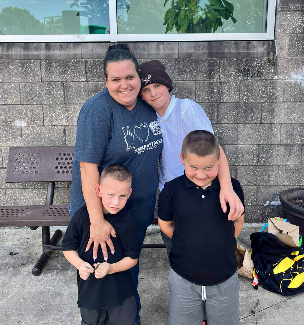 Jessica and her children at MSH