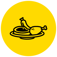 Steak, Chicken, Sausage on a plate icon