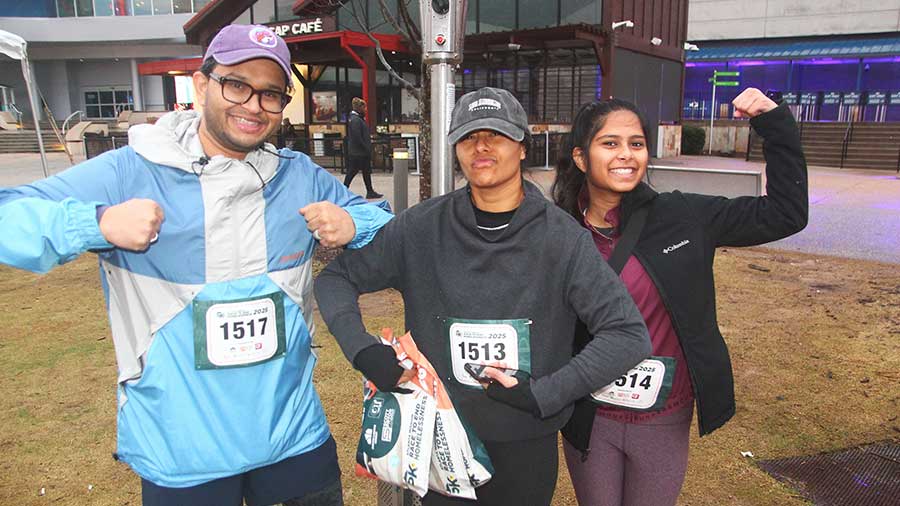 Friends posing for camera
