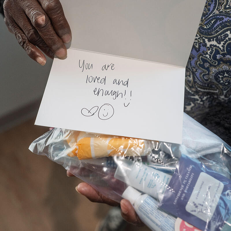 Encouraging note that reads "you are loved and enough!"