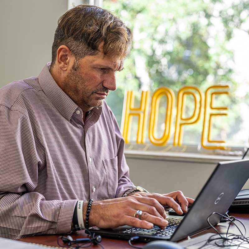 Man working at laptop
